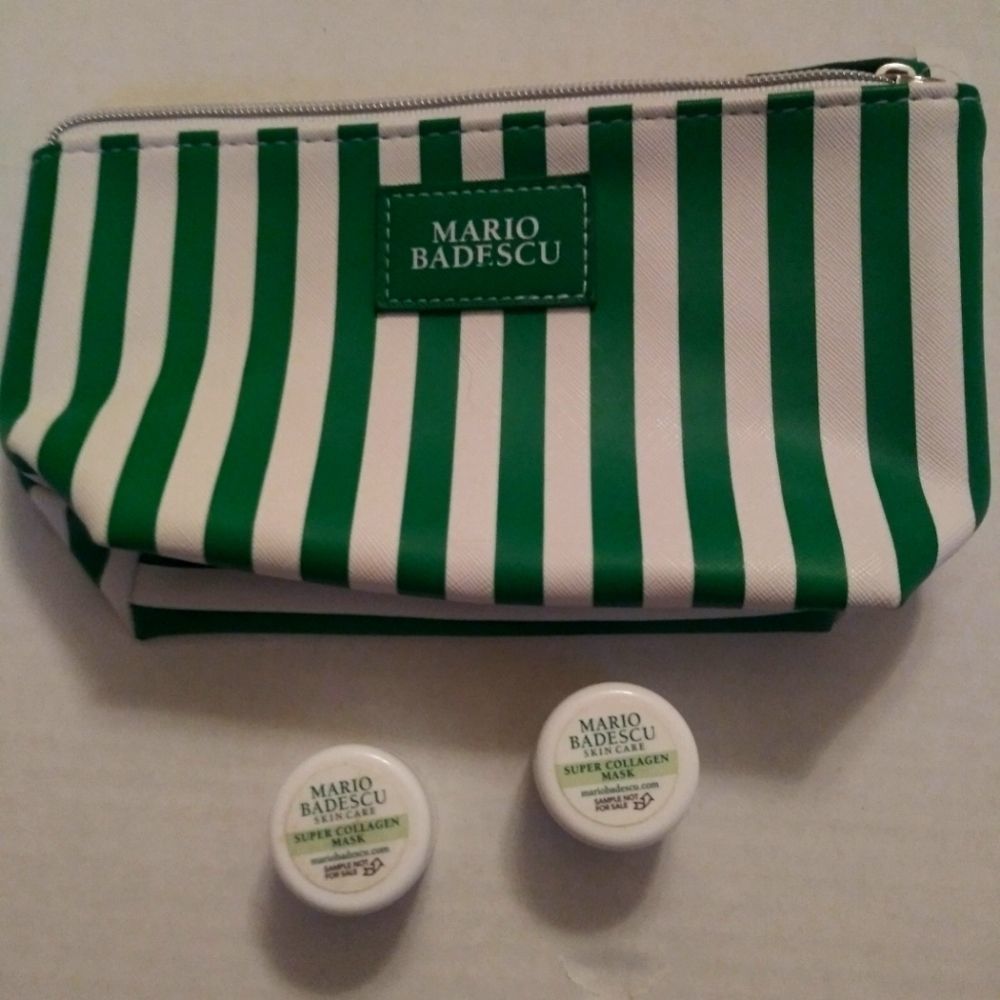 mario badescu pouch and 2 small super collagen masks.